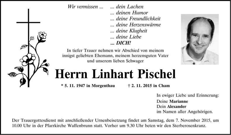 Traueranzeige Linhart Pischel