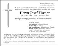 Traueranzeige Josef Fischer
