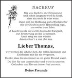 Traueranzeige Thomas Schreiner