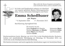 Traueranzeige Emma Schedlbauer