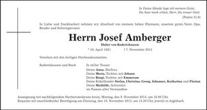 Traueranzeige Josef Amberger