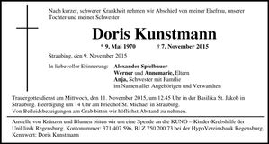 Traueranzeige Doris Kunstmann