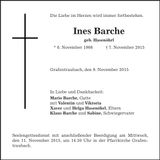 Traueranzeige Ines Barche