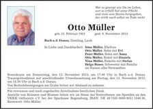 Traueranzeige Otto Müller