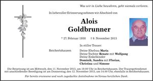 Traueranzeige Alois Goldbrunner