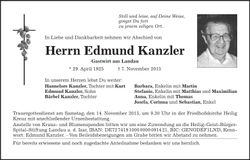 Traueranzeige Edmund Kanzler