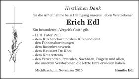 Traueranzeige Erich Edl