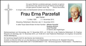 Traueranzeige Erna Parzefall