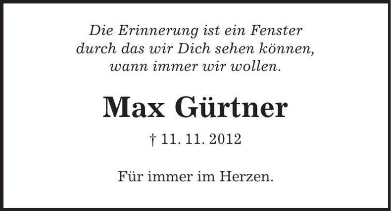 Traueranzeige Max Gürtner