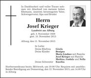 Traueranzeige Josef Krieger