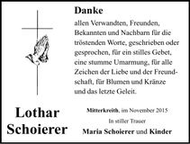 Traueranzeige Lothar Schoierer
