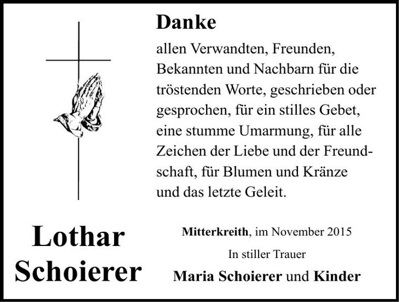 Traueranzeige Lothar Schoierer