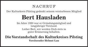 Traueranzeige Hausladen Bert