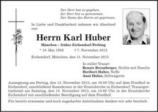 Traueranzeige Karl Huber