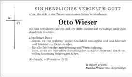 Traueranzeige Otto Wieser