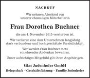 Traueranzeige Dorothea Buchner