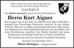 Traueranzeige Kurt Aigner