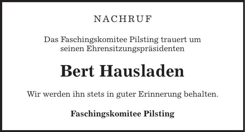 Traueranzeige Bert Hausladen