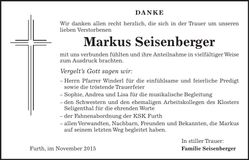Traueranzeige Markus Seisenberger