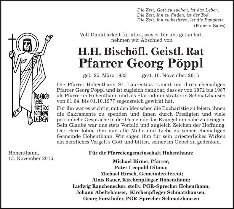 Traueranzeige Georg Pöppl