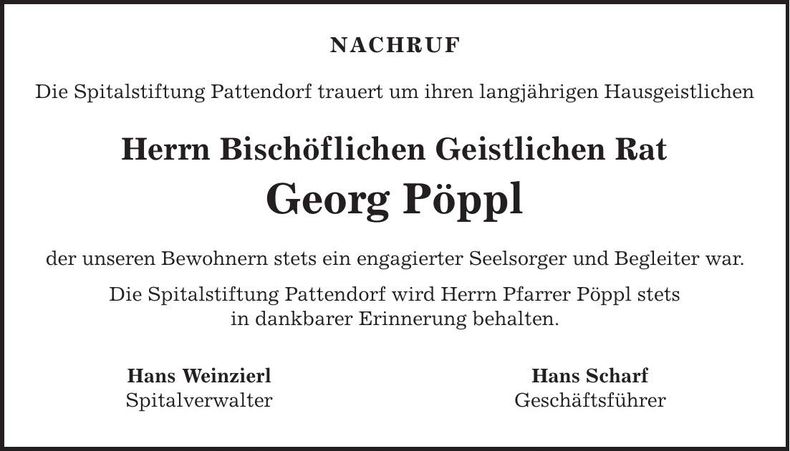 Traueranzeige Georg Pöppl