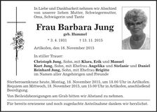 Traueranzeige Barbara Jung
