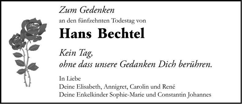 Traueranzeige Hans Bechtl