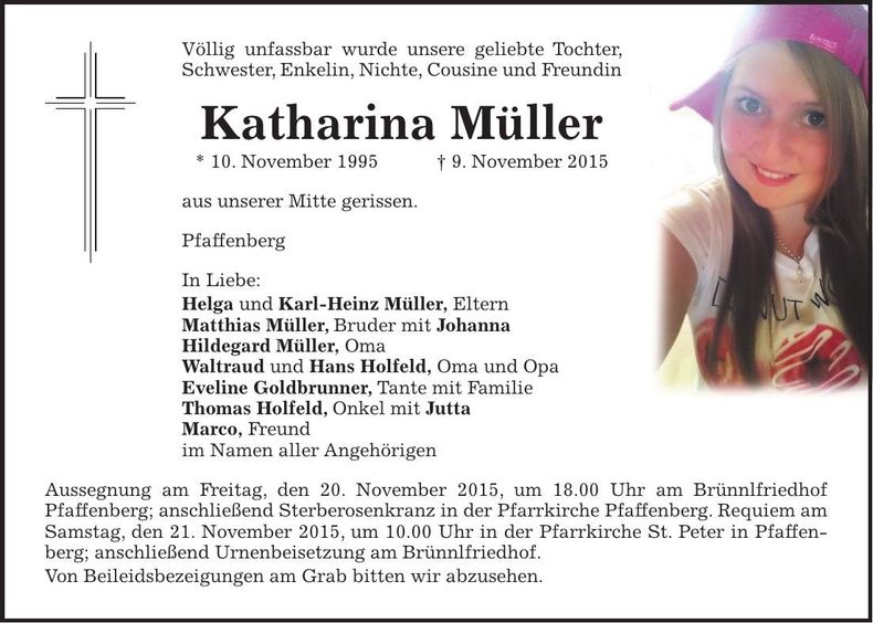 Traueranzeige Katharina Müller