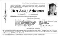 Traueranzeige Anton Scheuerer