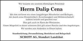 Traueranzeige Dalip Cena