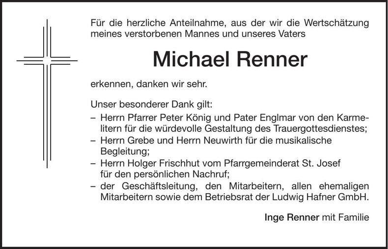 Traueranzeige Michael Renner
