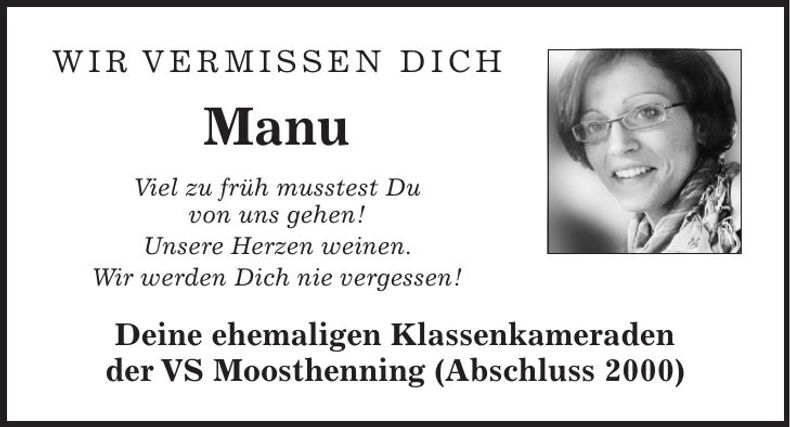 Traueranzeige Manu ...