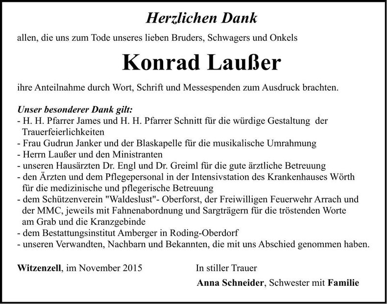 Traueranzeige Konrad Laußer