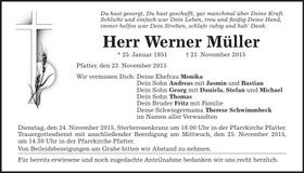 Traueranzeige Werner Müller