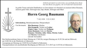 Traueranzeige Georg Baumann