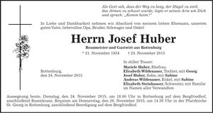 Traueranzeige Josef Huber