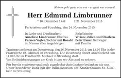 Traueranzeige Edmund Limbrunner