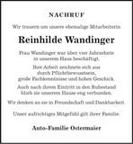 Traueranzeige Reinhilde Wandinger