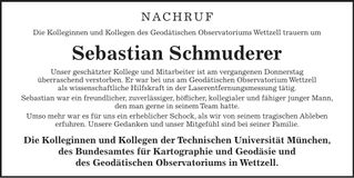 Traueranzeige Sebastian Schmuderer