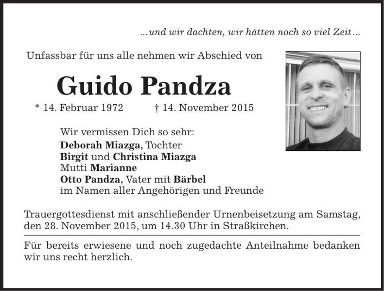 Traueranzeige Guido Pandza
