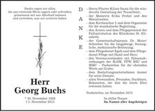 Traueranzeige Georg Buchs