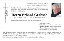 Traueranzeige Erhard Grabsch
