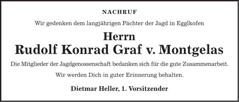 Traueranzeige Rudolph Konrad Graf v. Montgelas