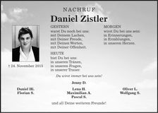 Traueranzeige Daniel Zistler