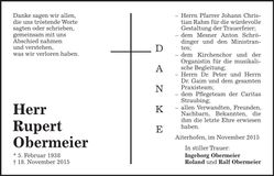 Traueranzeige Rupert Obermeier