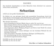Traueranzeige Sebastian Schmuderer