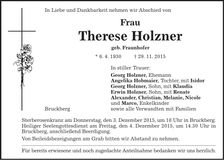Traueranzeige Therese Holzner