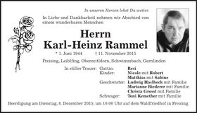 Traueranzeige Karl-Heinz Rammel
