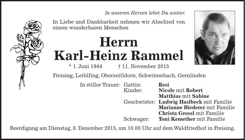 Traueranzeige Karl-Heinz Rammel