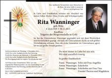 Traueranzeige Rita Wanninger